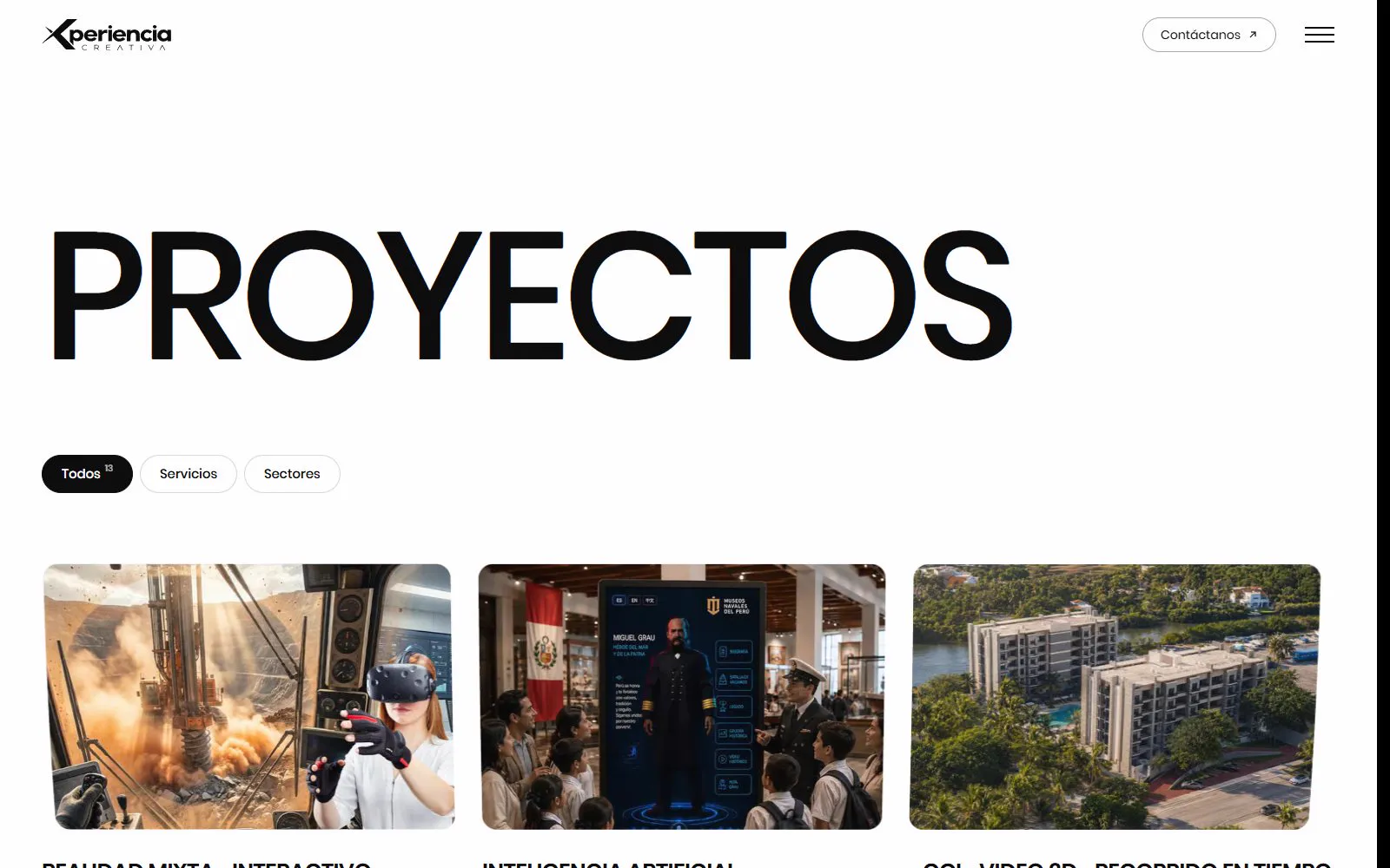 Project index with filters by service and sector